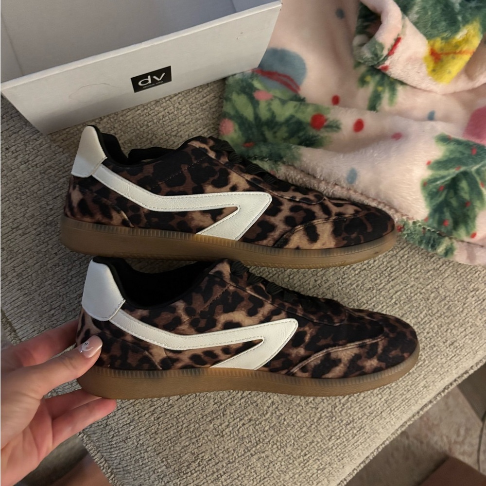 Leopard Print Women's Sneakers with White Accents - Picture 2 of 4